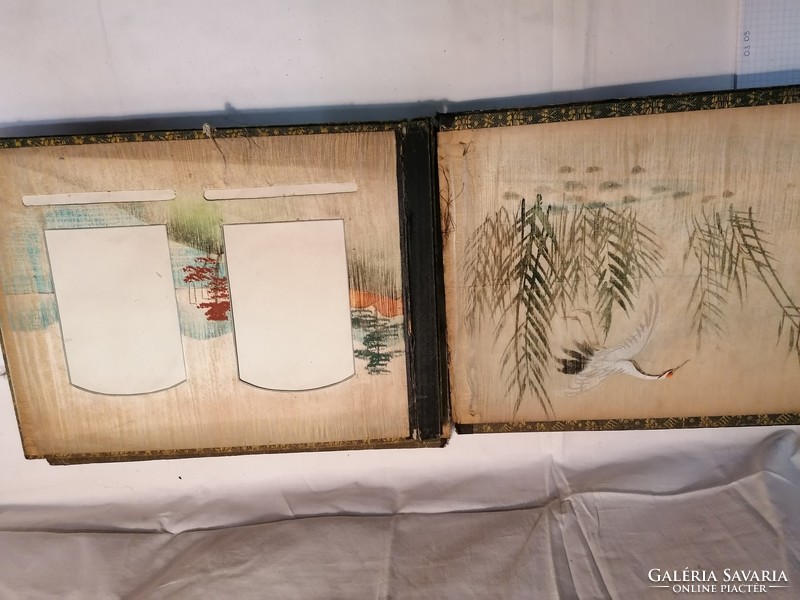 Antik Japán fotóalbum lakkfa elefántcsont gyöngyház díszítés