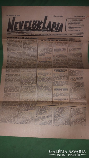 1951. November 18.- Educators' magazine - bimonthly magazine - rare !! Newspaper condition according to the pictures