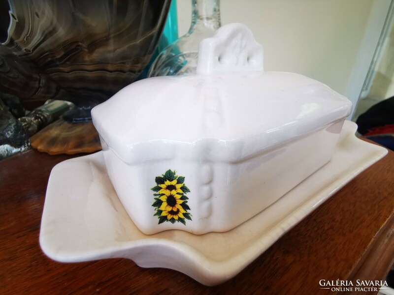 Antique earthenware butter dish