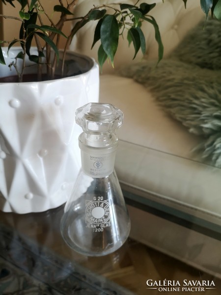 Laboratory glass, vintage schott & gen mainz, jena glas, stoppered heat-resistant, 2 dl