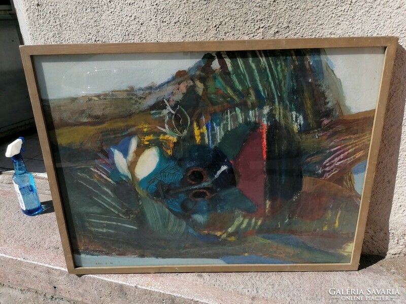 Gaal domokos 1970 oil on wood painting 60x80 cm