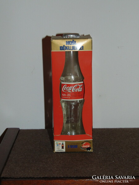 2 dl. Coca-Cola üveg, díszüveg, emléküveg, sport relikvia 1998