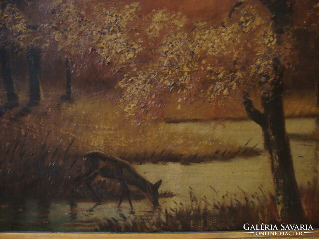 Antique marked oil on canvas painting 78x96 cm