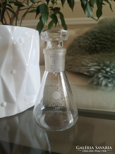 Laboratory glass, vintage schott & gen mainz, jena glas, stoppered heat-resistant, 2 dl