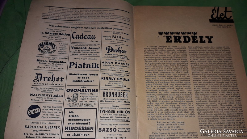 1940.szeptember 8. - ÉLET - A SZENT ISTVÁN TÁRSULAT HETILAPJA  újság állapot a képek szerint