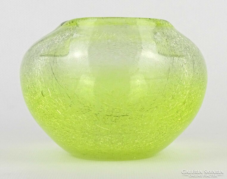 1N962 retro yellow colored iridescent veil glass vase