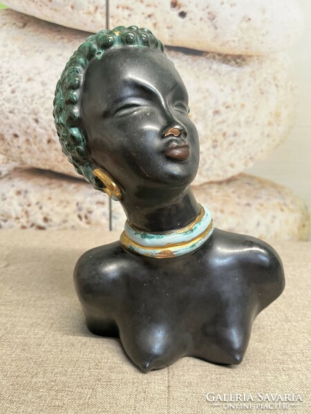 Izsépy ceramic afro female bust a47