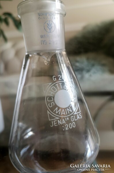 Laborüveg, vintage Schott & Gen Mainz, Jena Glas, dugós hőálló, 2 dl