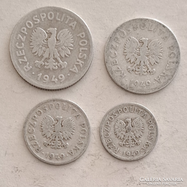 1949. Lengyelország 1  Zloty, 50, 20, 10 Groszy 4 darab  (307)