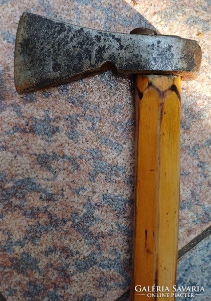 Antique wood-handled step ax type