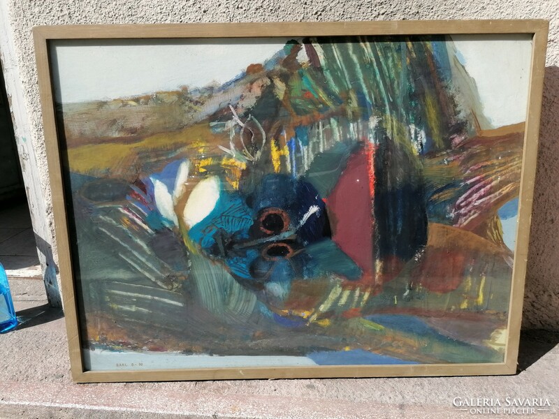 Gaal domokos 1970 oil on wood painting 60x80 cm