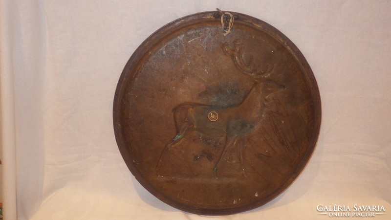 Antik Lauchhammer E.Oe Jagd bronz falitál 42 cm , 5,8 Kg