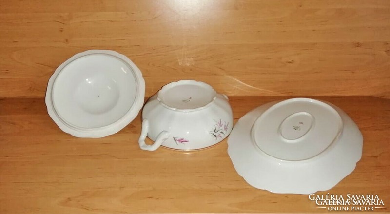 Régi Csehszlovák porcelán fedeles leveses tál + sültes tál kínáló asztalközép egyben (sz)