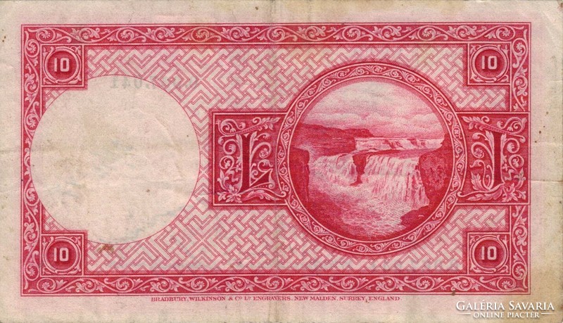 10 krónur 1928 april 15 Izland 1. kiadás piros