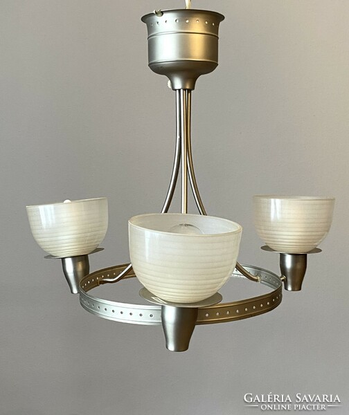 3-branch ikea chandelier lamp with round metal decoration