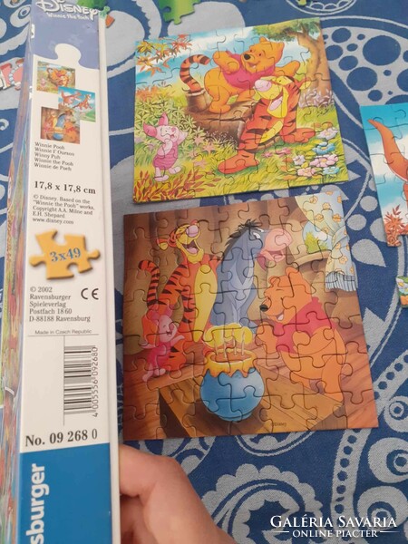 Disney Micimackó puzzle 3x49 db Ravensburger 2002 (az egyik kép hiányos)