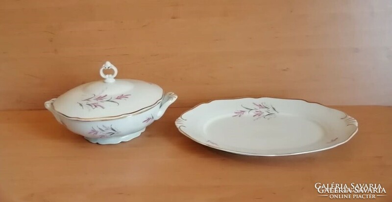 Régi Csehszlovák porcelán fedeles leveses tál + sültes tál kínáló asztalközép egyben (sz)