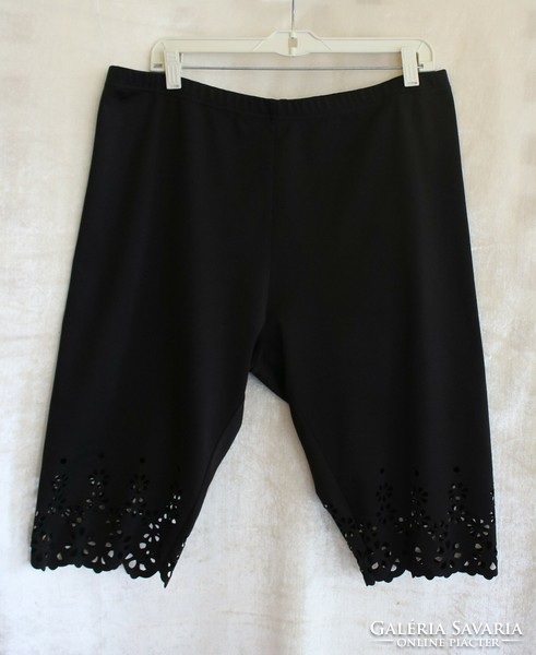 3Xl black elastic pants with laser cut decoration