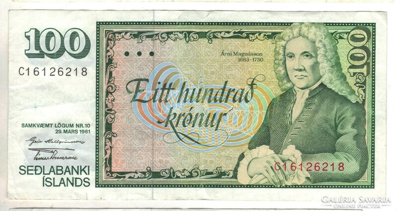 100 Kronur 1961 March 29 48. Signo Iceland
