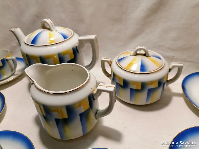Jsg porcelain retro tea set with blue and yellow colors