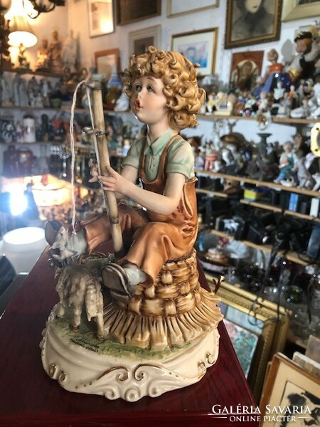 Tiziano Galli festett olasz porcelán szobor, olasz, 24 cm-es magasságú