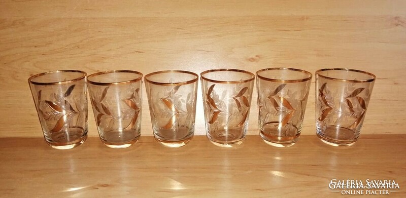 Retro gilded engraved concentrated glass cup set 6 pcs (1 / k)