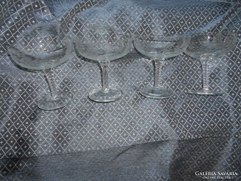 4 antique polished champagne glasses -- the price applies to 4
