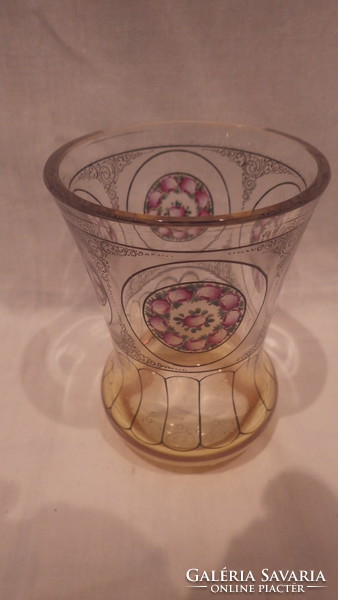 Antik kézzel festett üveg pohár