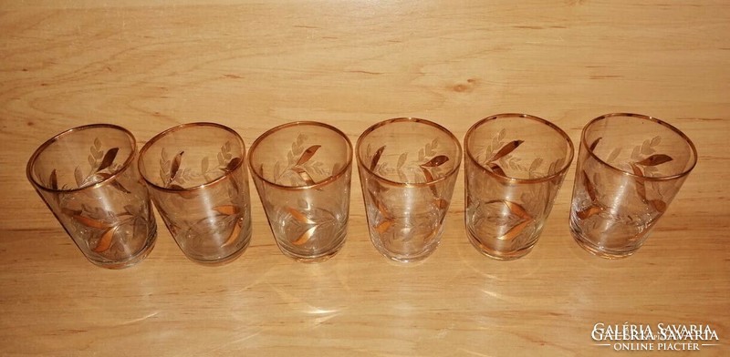 Retro aranyozott metszett töményes üveg pohár készlet 6 db (1/K)