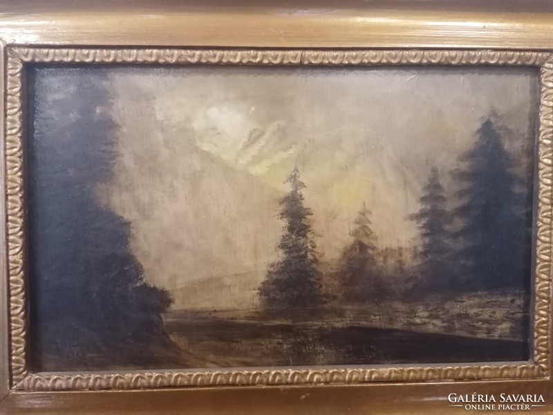 Szepesi Kuszka Jenő olaj-fa tájkép festmény, folyópart