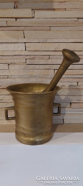 Copper mortar with square lugs and pestle 6 kg