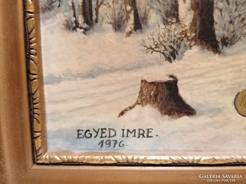 Imre Egyed 1976 lumberjacks painting