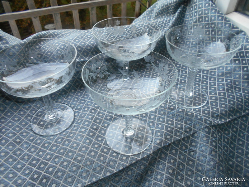 4 antique polished champagne glasses -- the price applies to 4