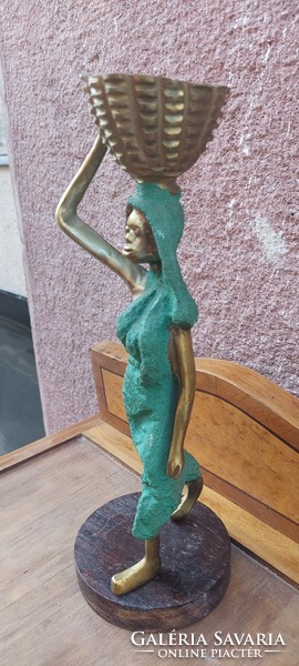 African female figure in copper candlestick, 35 cm, 3 kg