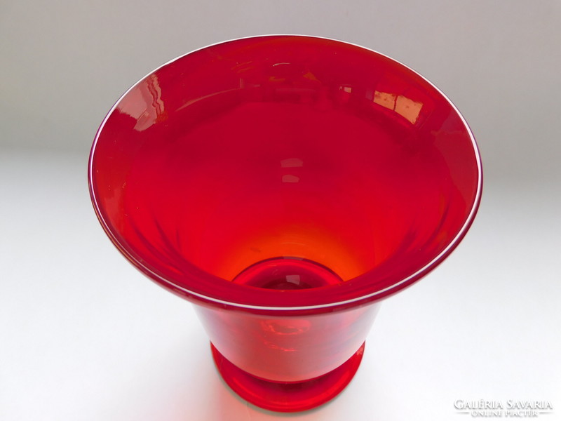 Fire red blown glass goblet