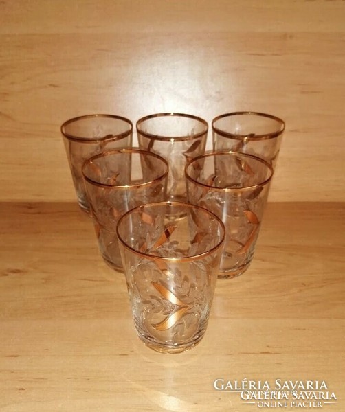 Retro aranyozott metszett töményes üveg pohár készlet 6 db (1/K)