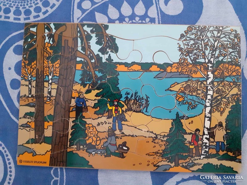 Esselte studium - Lennardt Eng - retro Swedish landscape graphic wooden frame vintage puzzle
