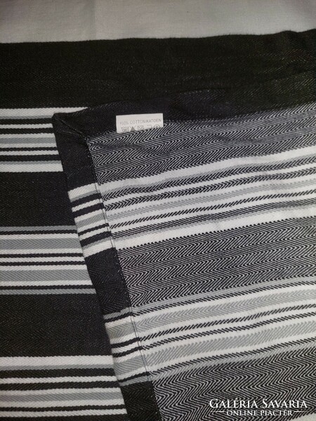Black and white striped long tablecloth 141×48cm