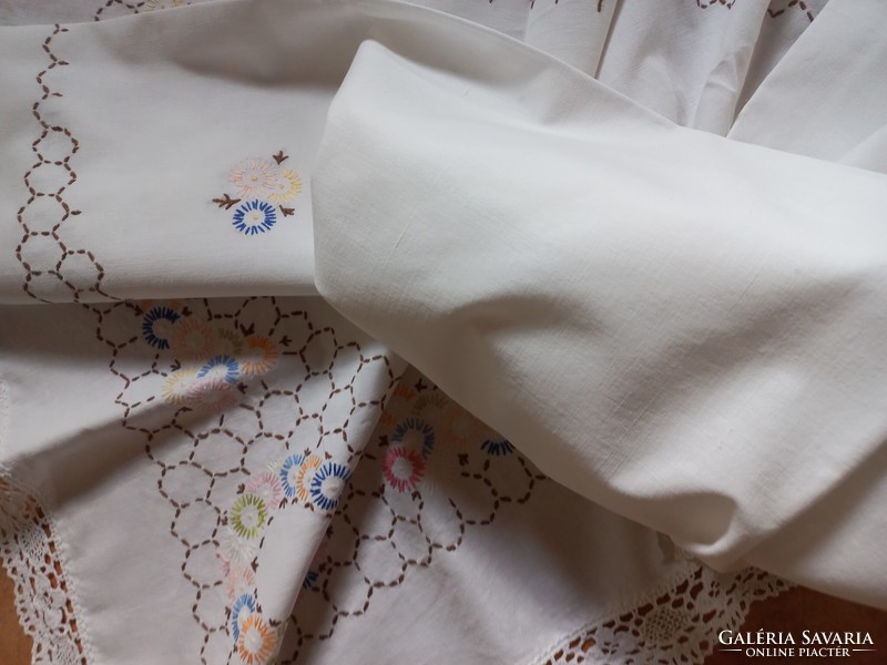 Old, embroidered, rustic tablecloth