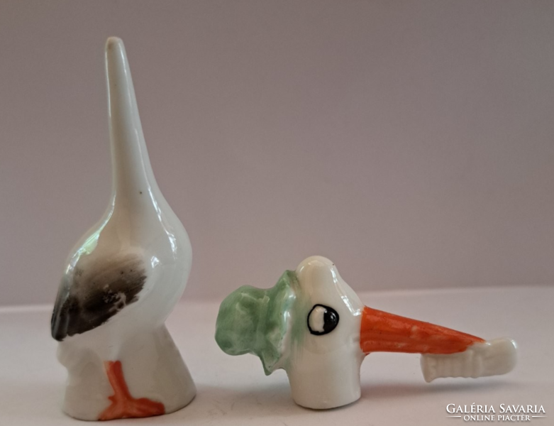 Porcelain figurine of a stork with a nodding head