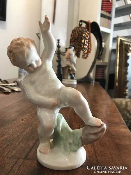 Herend porcelain peeing boy