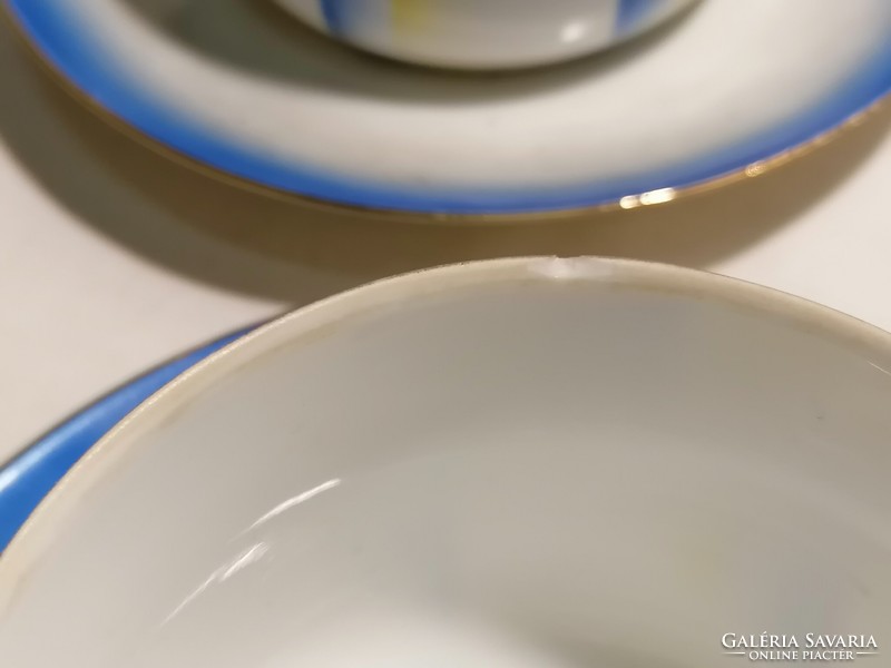JSG porcelán retro teáskészlet kék sárga színekkel