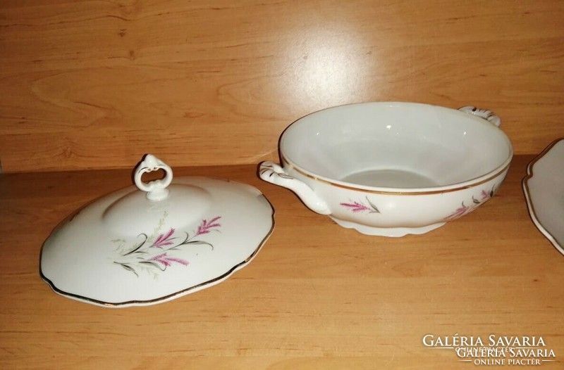 Régi Csehszlovák porcelán fedeles leveses tál + sültes tál kínáló asztalközép egyben (sz)