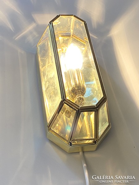 Ideal lux mosaico gold-colored wall lamp with glass shade, glamor style