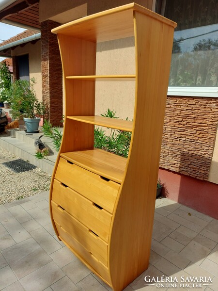 For sale is a special curved shelf made of hard wood with 4 drawers