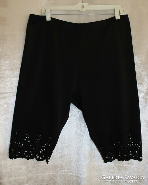 3Xl black elastic pants with laser cut decoration