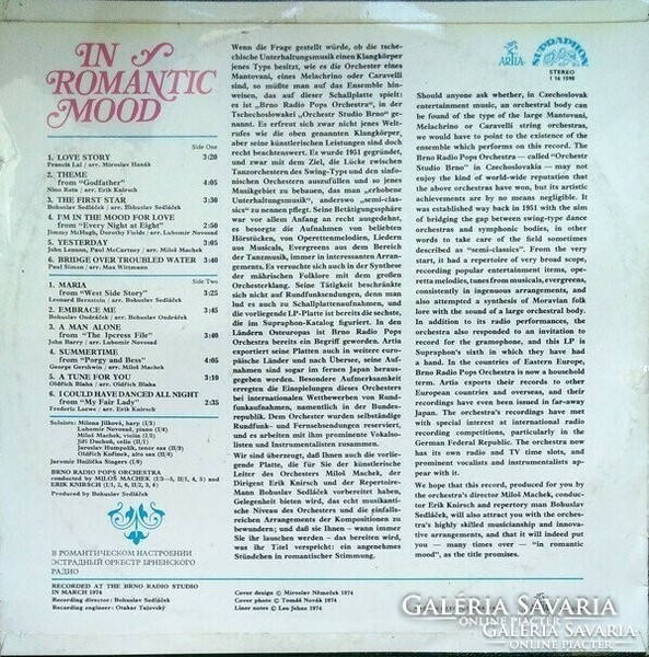 Brno radio pops orchestra ‎– in romantic mood LP record