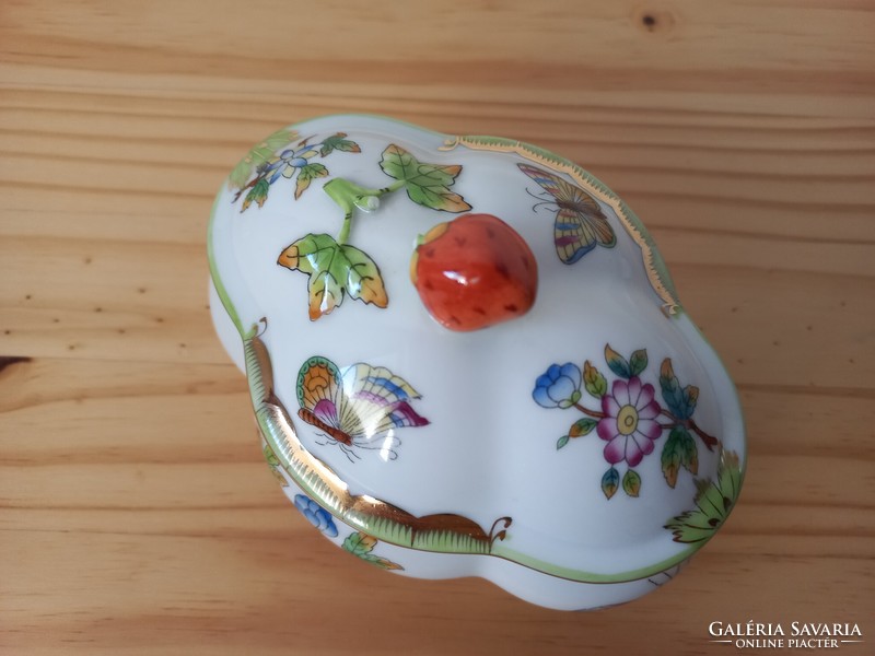 Herend victoria patterned bonbonniere with strawberry handle is rare!