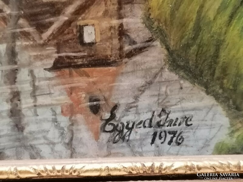 Egyed Imre 1976 Vízimalom ház festmény