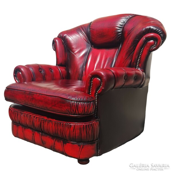 A736 original English chesterfield leather armchair